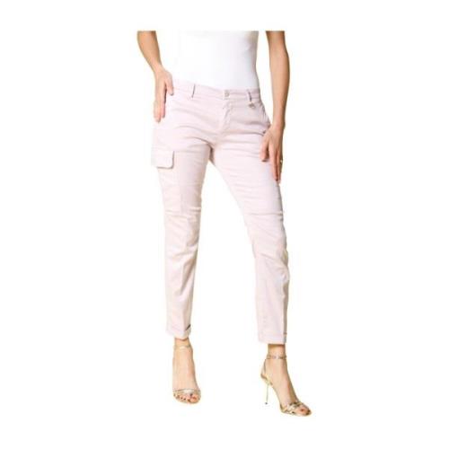 Curvy Cargo Broek in Stretch Satijn Mason's , Pink , Dames