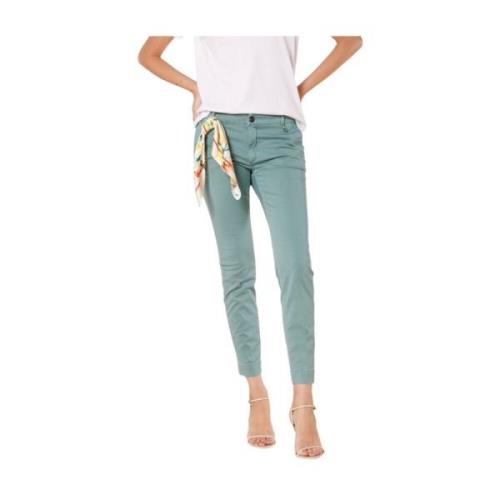 Curvy Fit Chino Broek Mint Groen Mason's , Green , Dames