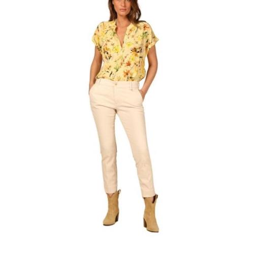 Chino broek met bloemenlint Mason's , Beige , Dames