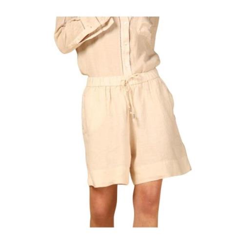 Relaxte Linnen Chino Bermuda Shorts Mason's , Beige , Dames