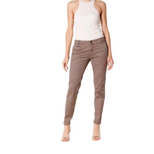 Curvy Chino Broek in Gabardine Mason's , Brown , Dames