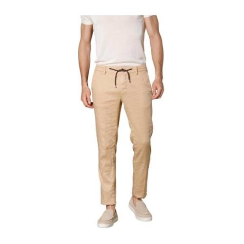 Extra Slim Katoen Linnen Jogger Broek Mason's , Beige , Heren