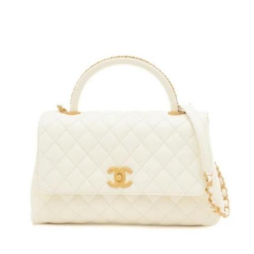 Pre-owned Leather handbags Chanel Vintage , White , Dames