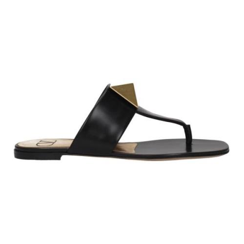 Zwarte Leren Sandalen Ss22 Valentino Garavani , Black , Dames