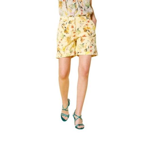 Curvie Bloemen Chino Bermuda Shorts Mason's , Yellow , Dames