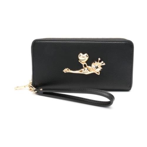 Zwarte Portemonnee met Kikker Motief Love Moschino , Black , Dames