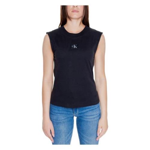 Zwarte Mouwloze Katoenen T-shirt Calvin Klein Jeans , Black , Dames