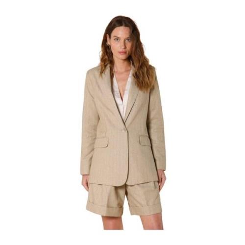 Elegante Damesblazer Irene Beige Lurex Mason's , Beige , Dames