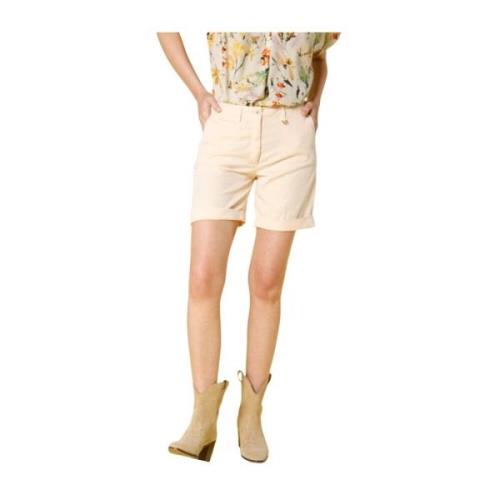 Curvy Chino Bermuda Shorts met Bloemendetails Mason's , Pink , Dames