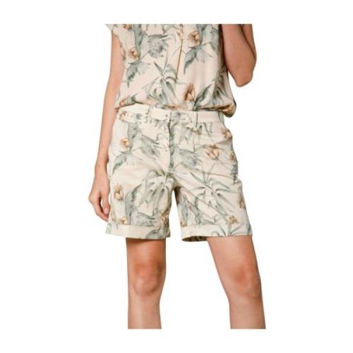 Curvy Bloemen Chino Bermuda Shorts Mason's , Beige , Dames