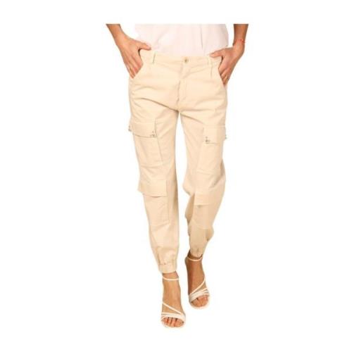 Curvy Cargo Broek met Stud Details Mason's , Beige , Dames