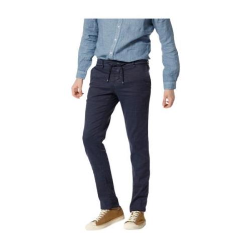 Slim Fit Katoen Linnen Jogger Broek Mason's , Blue , Heren