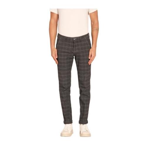 Slim Fit Glen Check Chino Broek Mason's , Gray , Heren