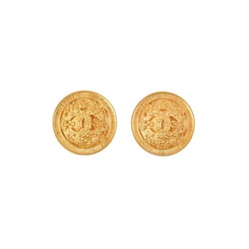 Pre-owned Metal earrings Chanel Vintage , Yellow , Dames