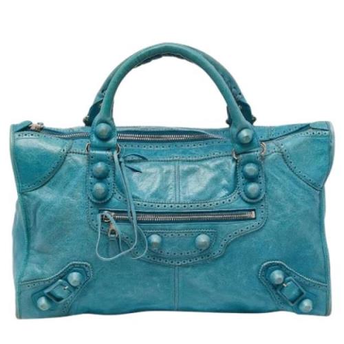 Pre-owned Leather totes Balenciaga Vintage , Blue , Dames