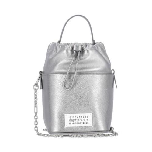 Zilver metallised lederen emmer tas Maison Margiela , Gray , Dames