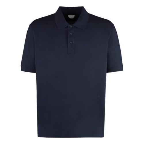 Katoenen Piqué Polo Shirt Bottega Veneta , Blue , Heren