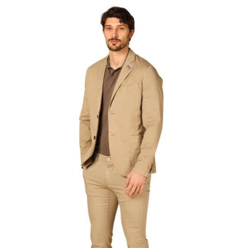 Zomer Heren Blazer in Katoen en Tencel Mason's , Beige , Heren