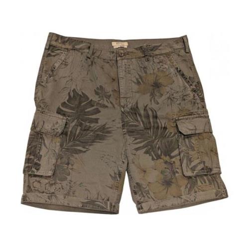 Bloemenprint Bermuda Shorts Bruine Basis 40Weft , Brown , Heren