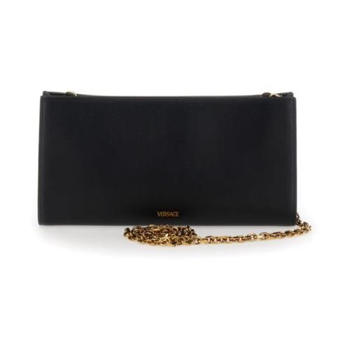 Zwarte Clutch Tas Versace , Black , Dames