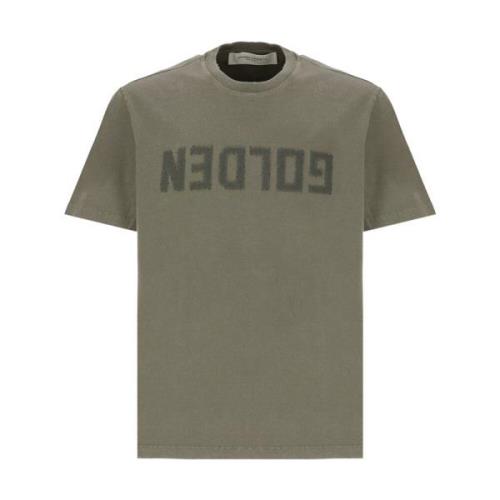 Groene T-shirt met Distressed Details Golden Goose , Green , Heren