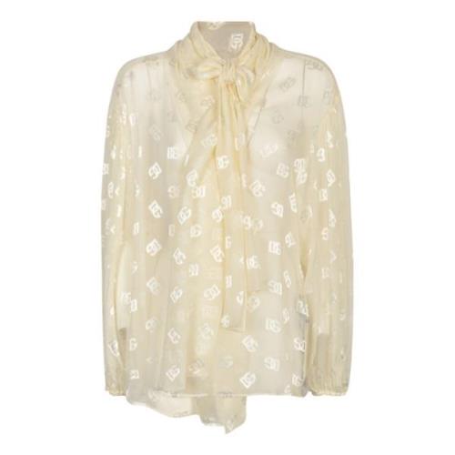 Luxe Crème Witte Blouse Dolce & Gabbana , White , Dames