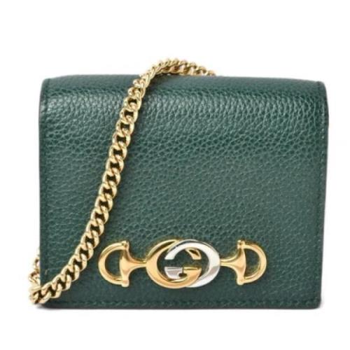 Pre-owned Leather wallets Gucci Vintage , Green , Dames