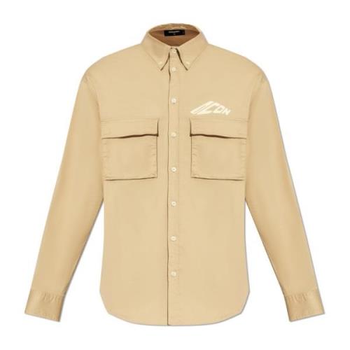 Shirt met logo Dsquared2 , Beige , Heren