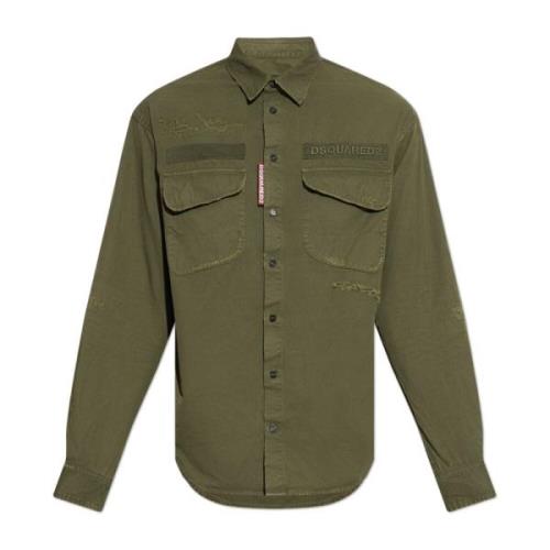 Shirt met logo Dsquared2 , Green , Heren