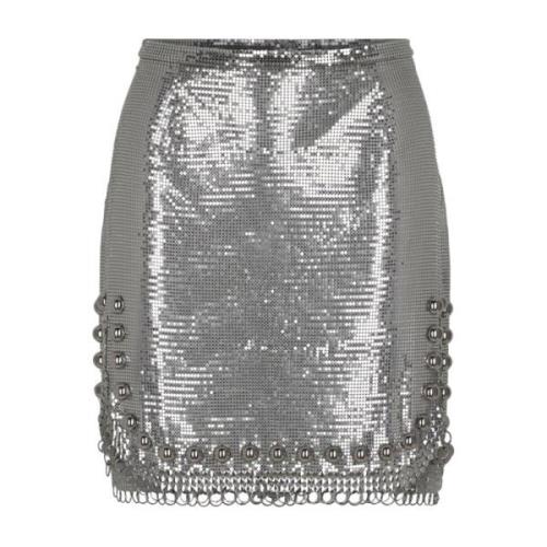 Zilver Metallic Gebreide Minirok Paco Rabanne , Gray , Dames