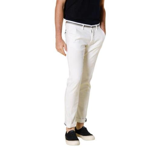 Slim Fit Linnen Katoen Chino Broek Mason's , White , Heren