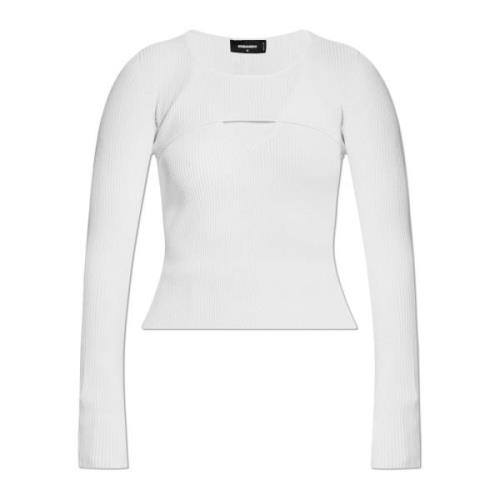 Ribbed Top Dsquared2 , White , Dames