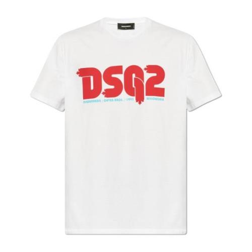 T-shirt met logo Dsquared2 , White , Heren