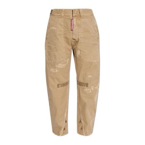 Broek met versleten effect Dsquared2 , Beige , Dames