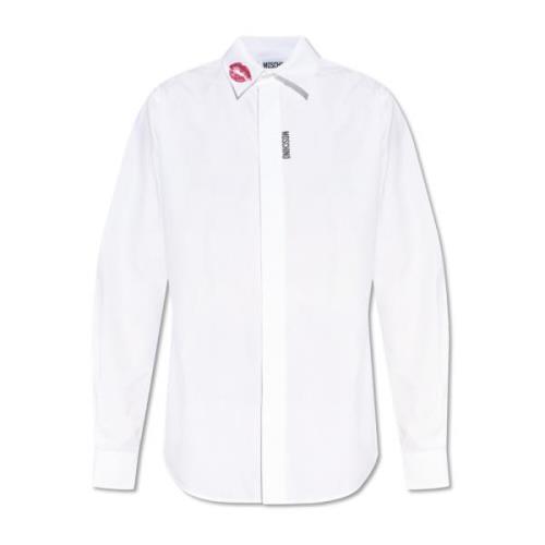 Shirt met logo Moschino , White , Heren