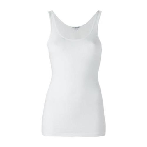 Klassieke Witte Geribbelde Tanktop van Katoen James Perse , White , Da...