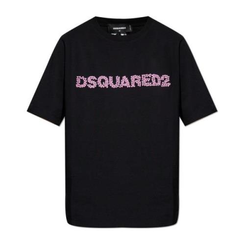 T-shirt met logo Dsquared2 , Black , Dames