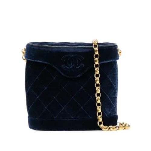 Pre-owned Velvet chanel-bags Chanel Vintage , Blue , Dames