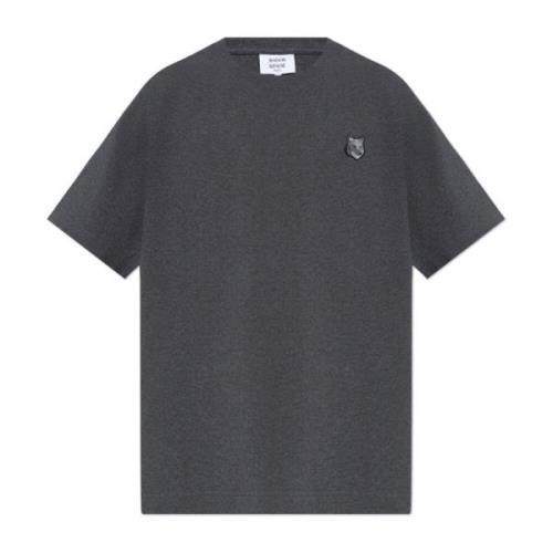 T-shirt met patch Maison Kitsuné , Gray , Heren