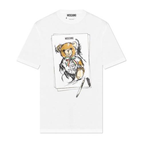 T-shirt met print Moschino , White , Heren