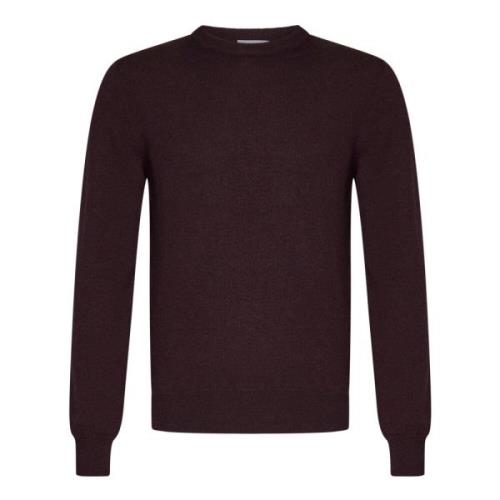 Bordeaux Cashmere Crewneck Sweater Aw24 Malo , Brown , Heren