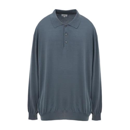 Lange Mouw Wol Zijde Polo Brioni , Gray , Heren