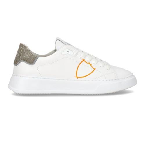 Stad Cool Leren Sneakers Oranje Wit Philippe Model , White , Heren