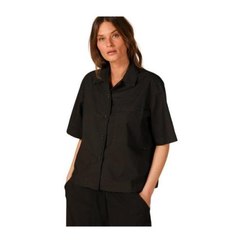 Dames Florida Korte Mouw Popeline Shirt Mason's , Black , Dames