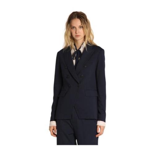 Navy Blue Dames Blazer Jersey Stijl Mason's , Blue , Dames