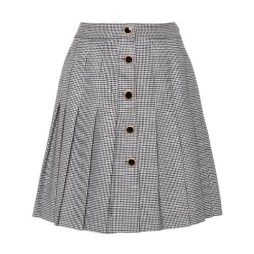 Grijze Geplooide Pied-de-Poule Rok Alessandra Rich , Gray , Dames