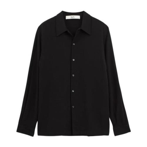 Zwarte Viscose Shirt, Voorknoopsluiting, Lange Mouwen Séfr , Black , H...