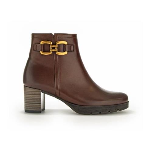 Moderne Cognac Leren Enkellaarzen Gabor , Brown , Dames