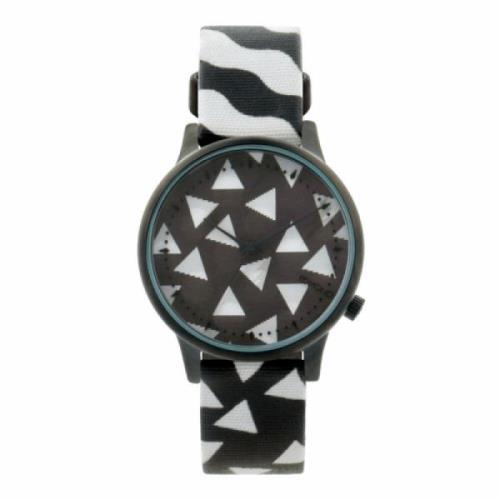 Zwarte Stoffen Band Dames Quartz Horloge Komono , Black , Dames