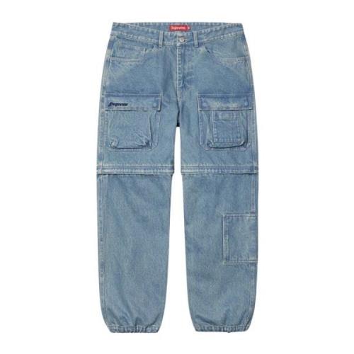 Klassieke Zip-Off Utility Denim Broek Supreme , Blue , Heren